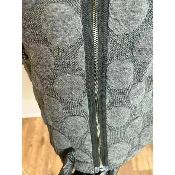 Yushi Polka Dot Art To Wear Full Zip Jacket Gray Pockets Women's Coat Large - Picture 5 of 12